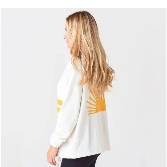 Faherty Womens Daybreak French Terry Hoodie 1/4 Snap Kangaroo Pocket Medium - Picture 3 of 16